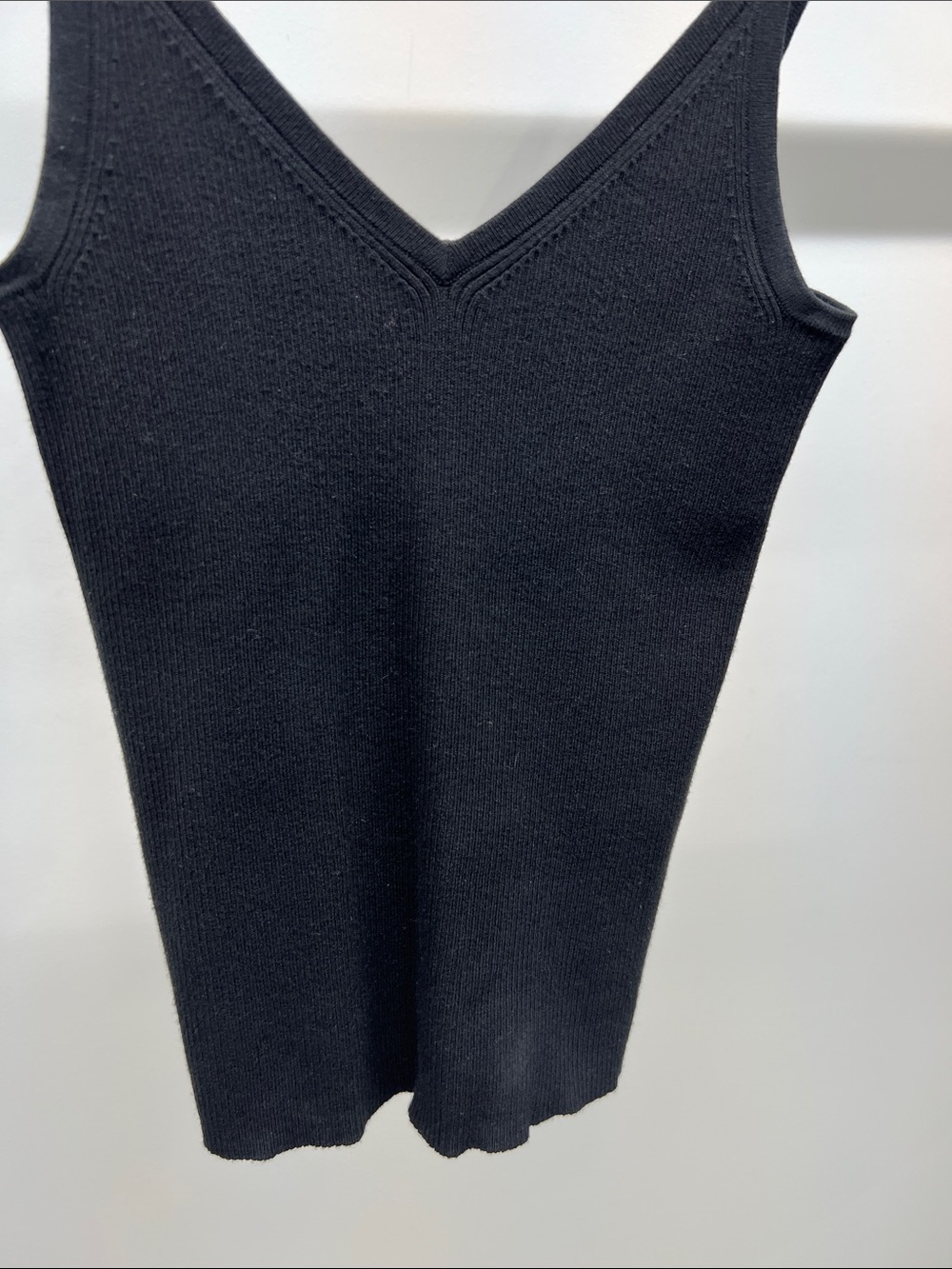 INTERMIX Black V-Neck Ribbed Tank Top - Picture 3 of 4